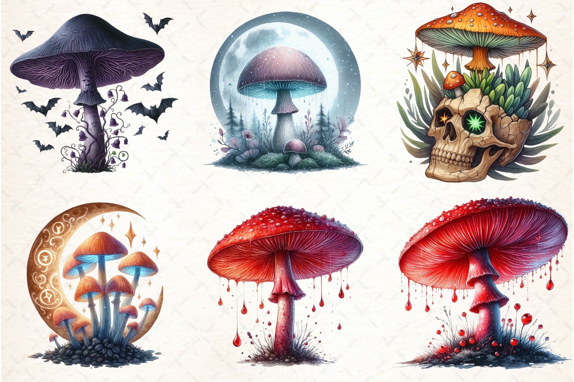 Gothic Mushroom Clipart Bundle - CraftNest - Digital Crafting and Art