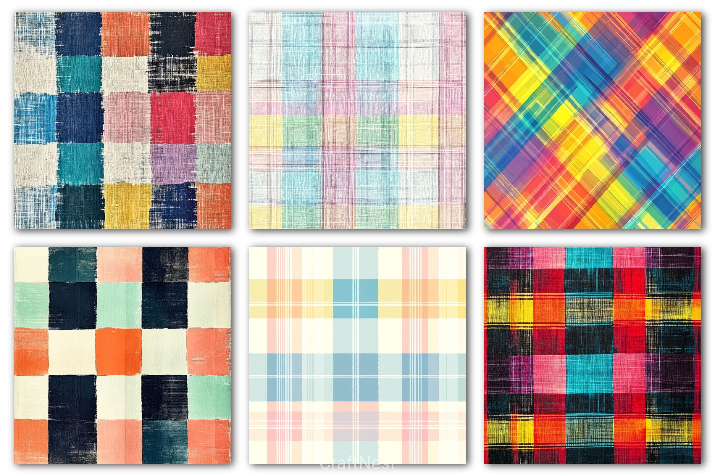 Colorful Plaid Digital Paper - CraftNest - Digital Crafting and Art