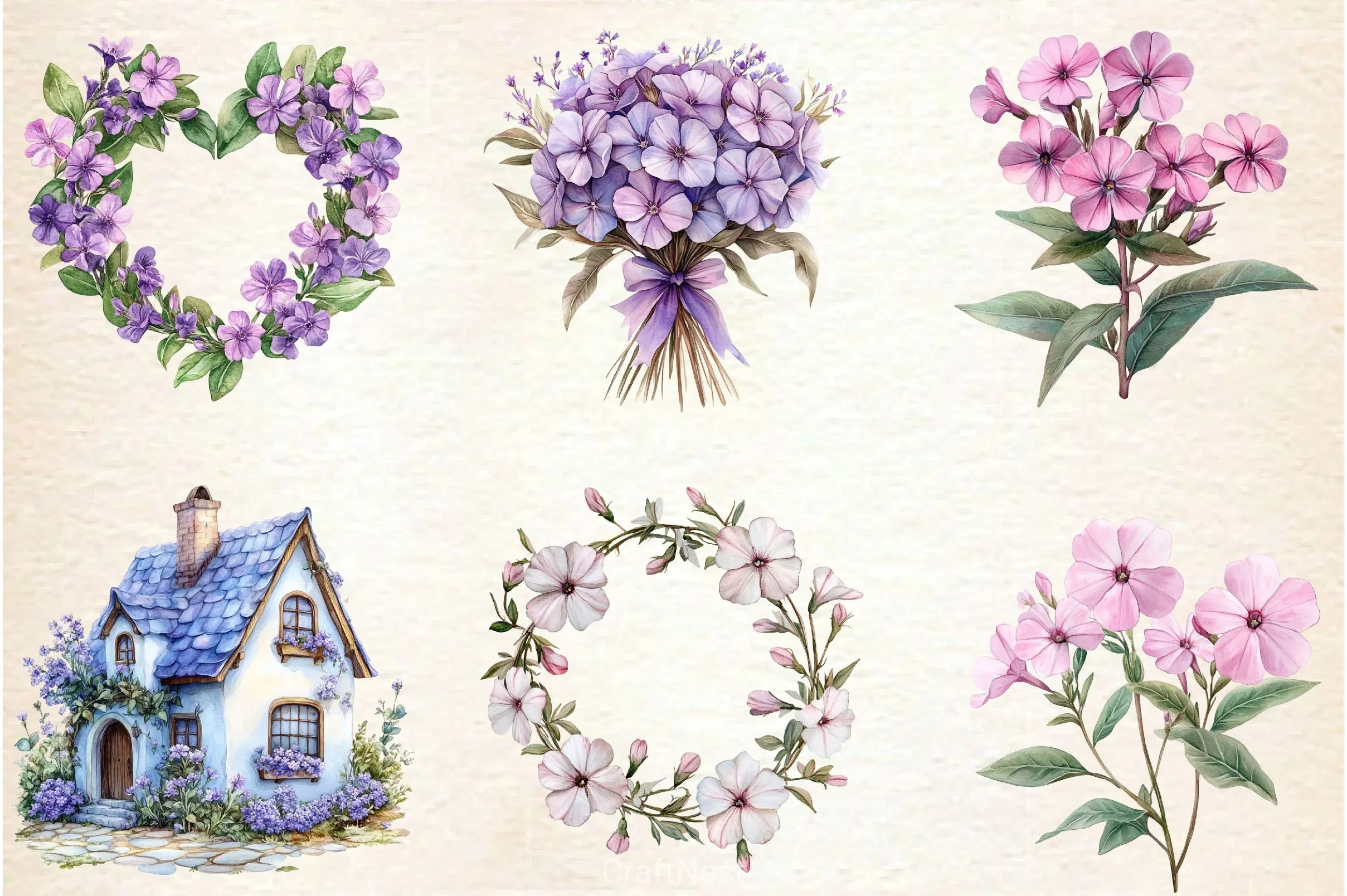 Spring Creeping Phlox Flower Clipart Bundle - CraftNest - Digital Crafting and Art