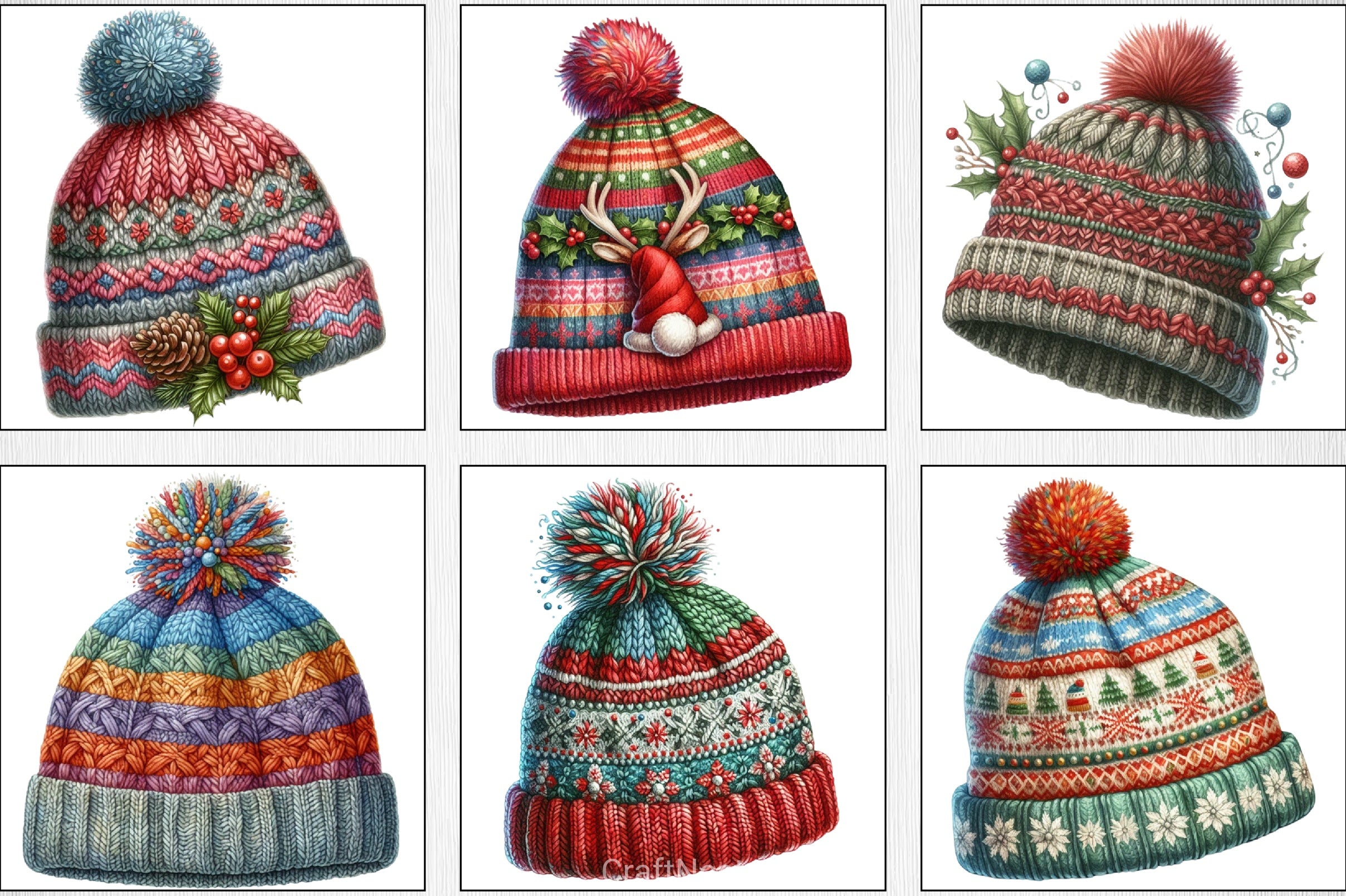 Winter Hat Set Clipart Bundle - CraftNest - Digital Crafting and Art