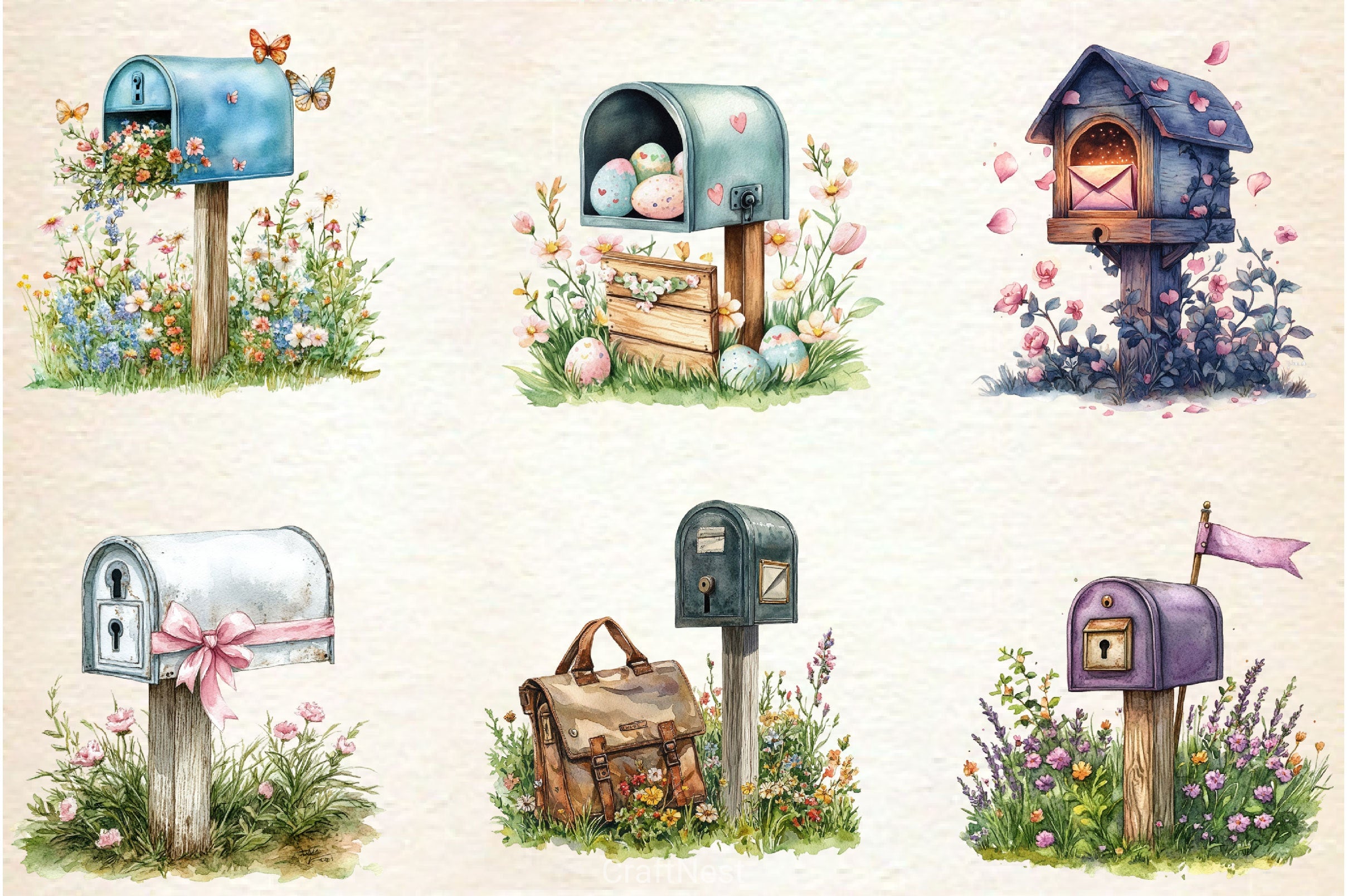 Spring Mailbox Clipart Bundle 2 - CraftNest - Digital Crafting and Art