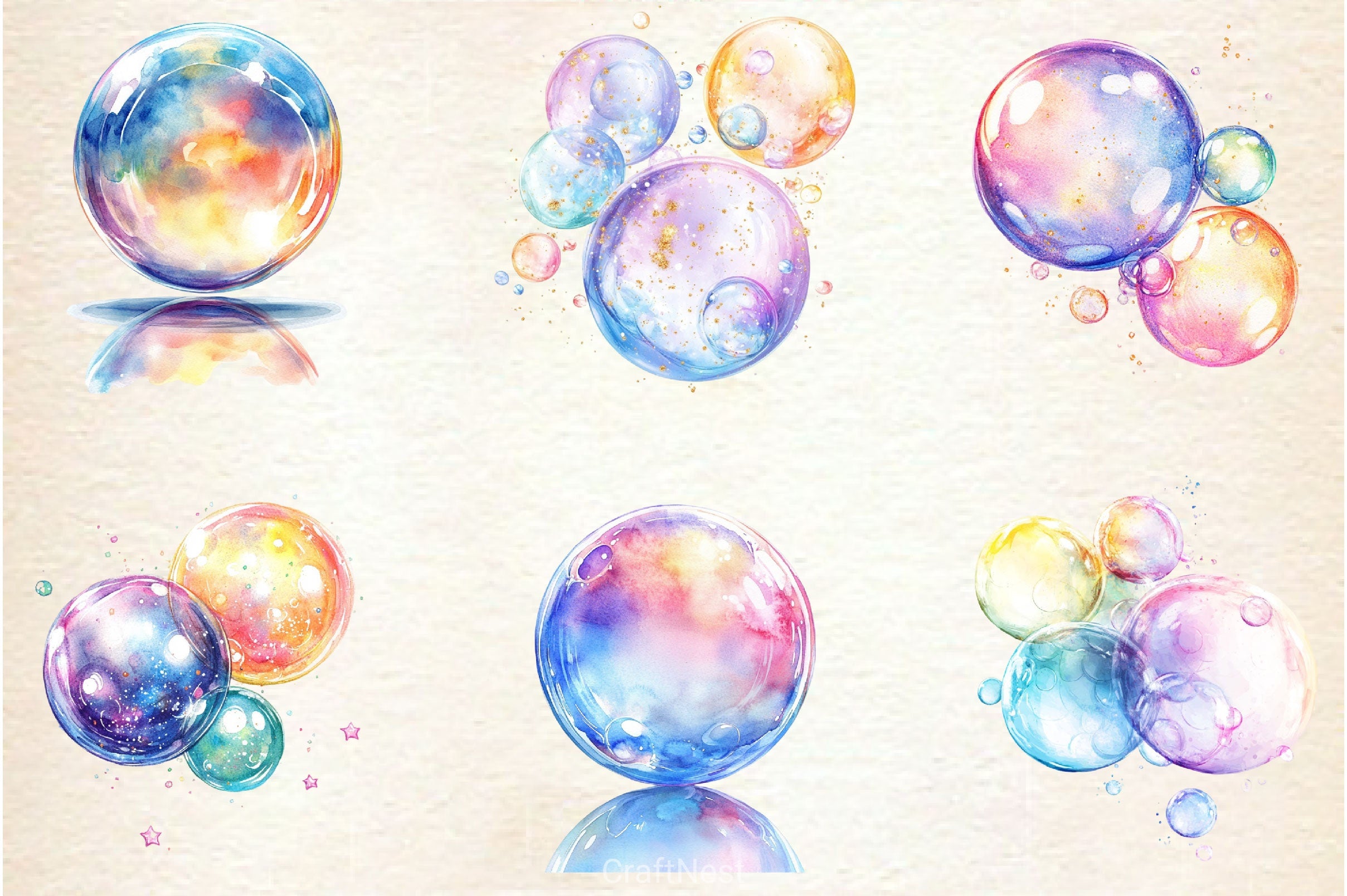 Pastel Soap Bubbles Clipart Bundle 2 - CraftNest - Digital Crafting and Art