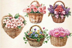 Spring Floral Baskets Clipart Bundle - CraftNest - Digital Crafting and Art