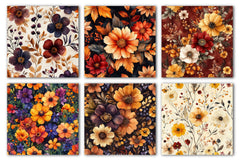 Autumn Floral Digital Papers Seamless - CraftNest - Digital Crafting and Art