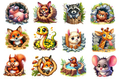 Funny Animals In Hole Clipart Bundle 2 - CraftNest - Digital Crafting and Art