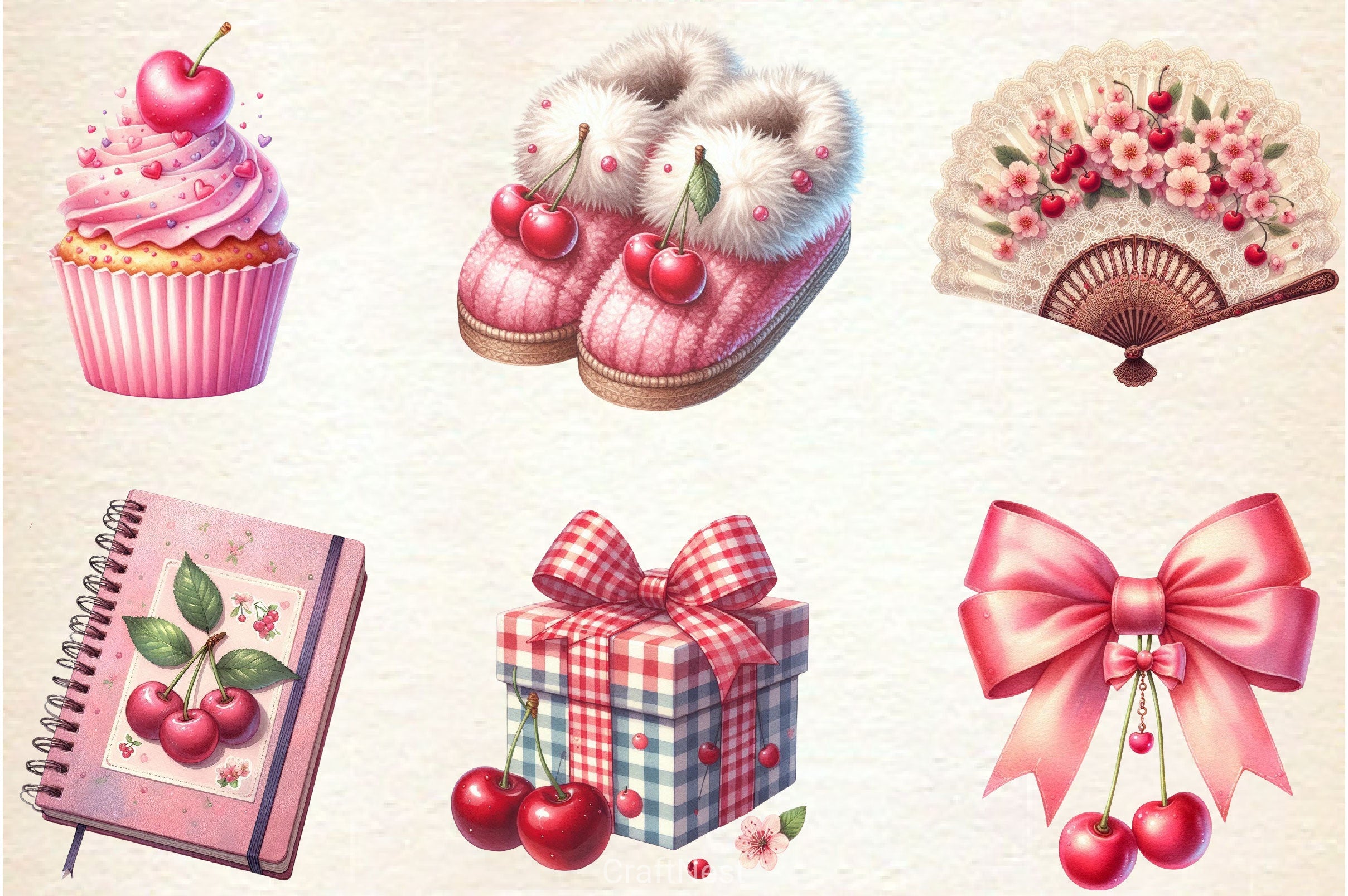 Coquette Cherry Clipart Bundle - CraftNest - Digital Crafting and Art
