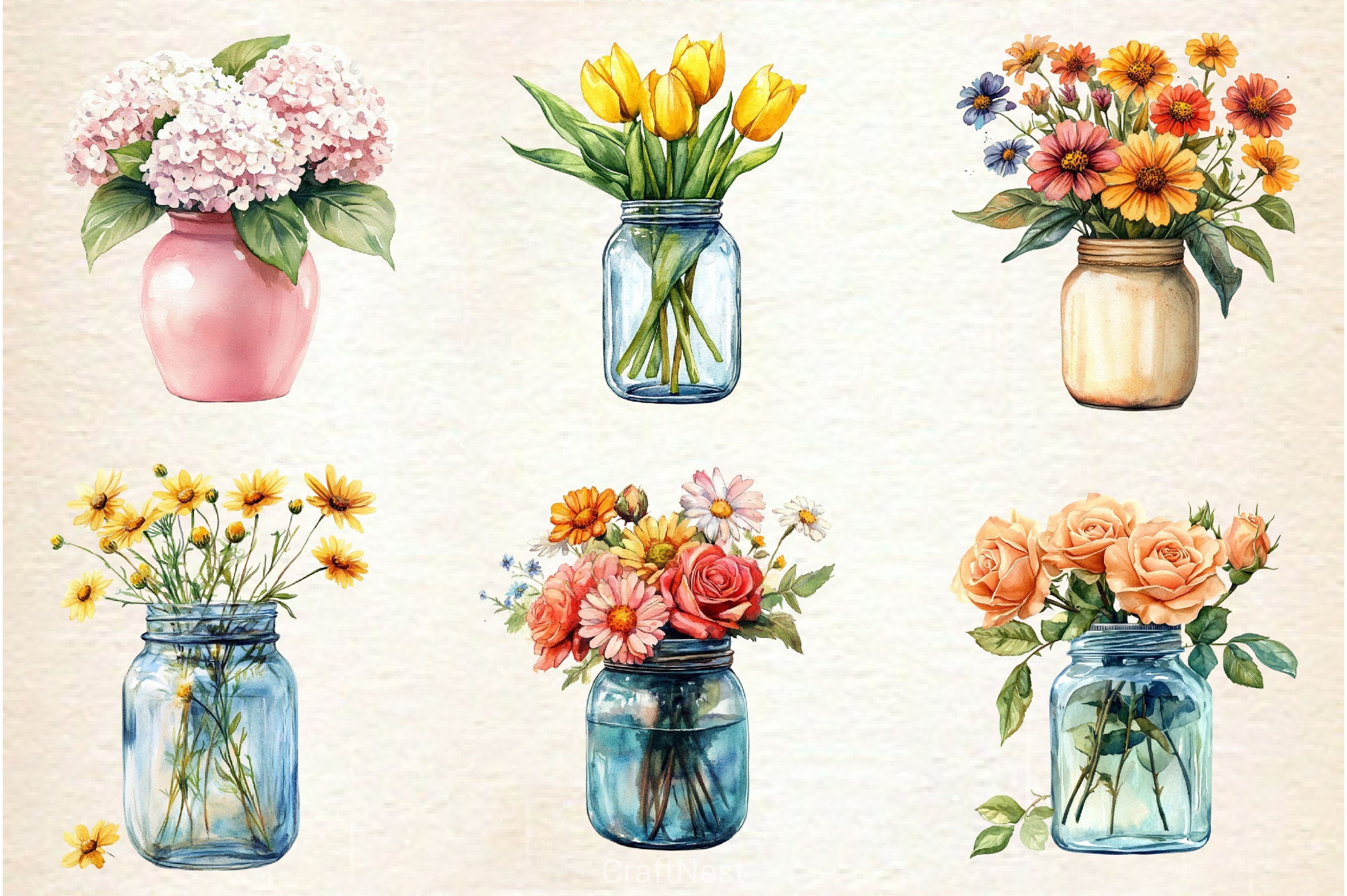 Flower In Jar Clipart Bundle 2 - CraftNest - Digital Crafting and Art