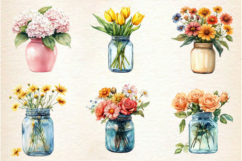 Flower In Jar Clipart Bundle 2 - CraftNest - Digital Crafting and Art