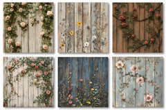 Seamless Rustic Floral Wood Backgrounds - CraftNest - Digital Crafting and Art