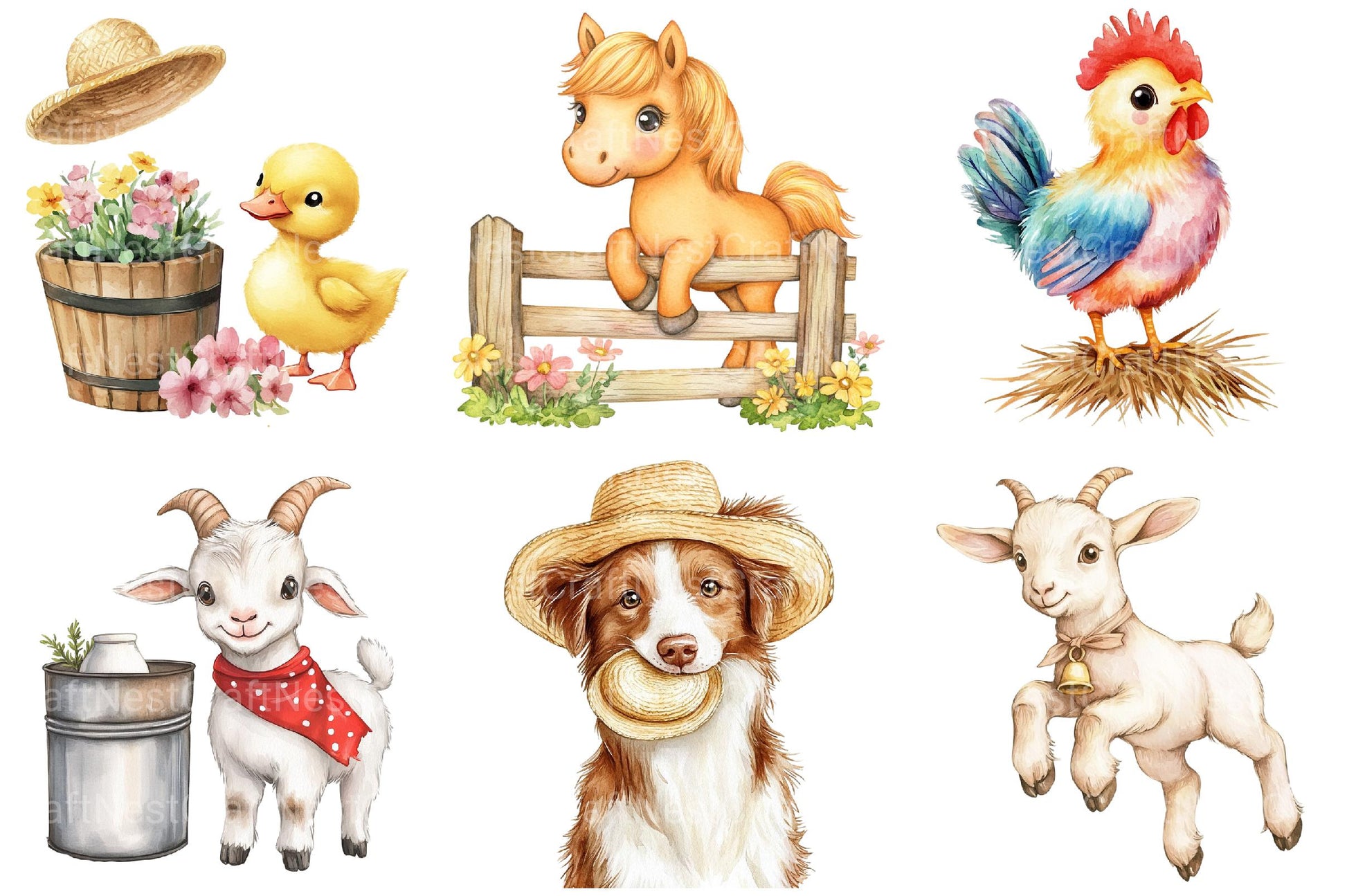 Cute Farm Animals Clipart 1 - CraftNest - Digital Crafting and Art