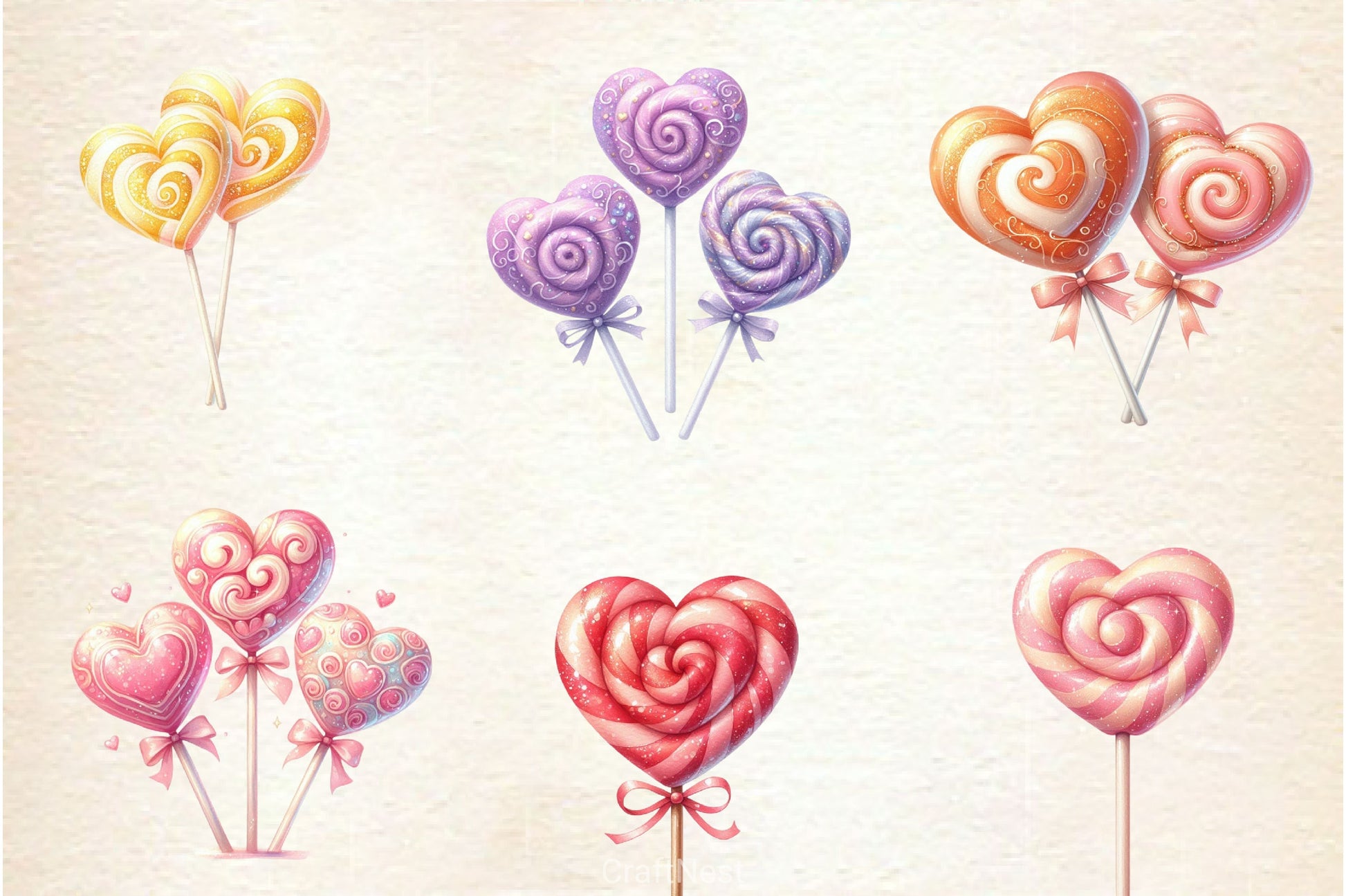 Heart Shaped Lollipops Clipart Bundle - CraftNest - Digital Crafting and Art