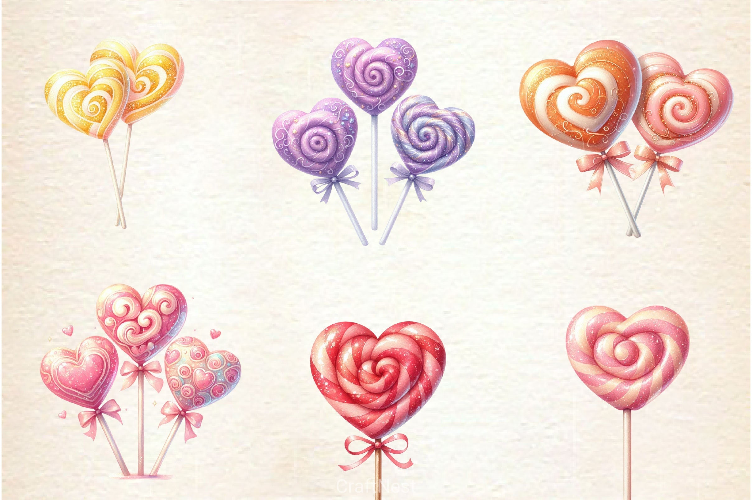 Heart Shaped Lollipops Clipart Bundle - CraftNest - Digital Crafting and Art