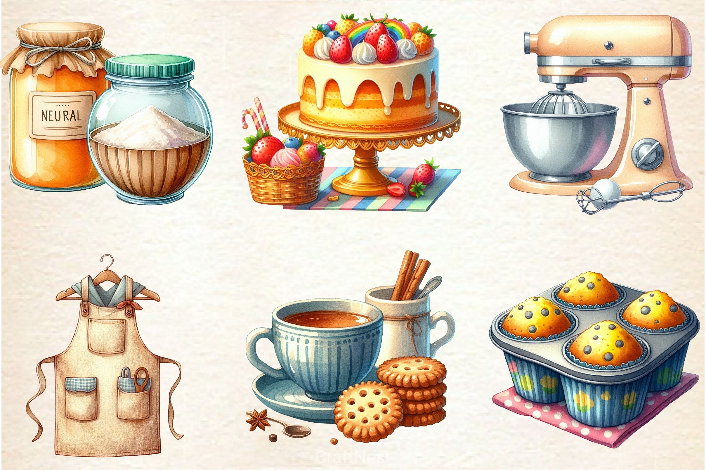 Neutral Baking Clipart Bundle 2 - CraftNest - Digital Crafting and Art