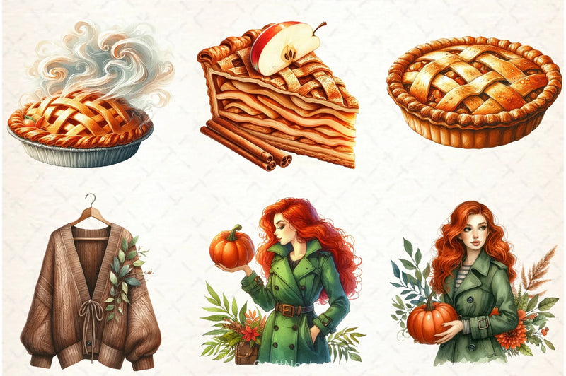 Watercolour Autumn Clipart Bundle - CraftNest - Digital Crafting and Art