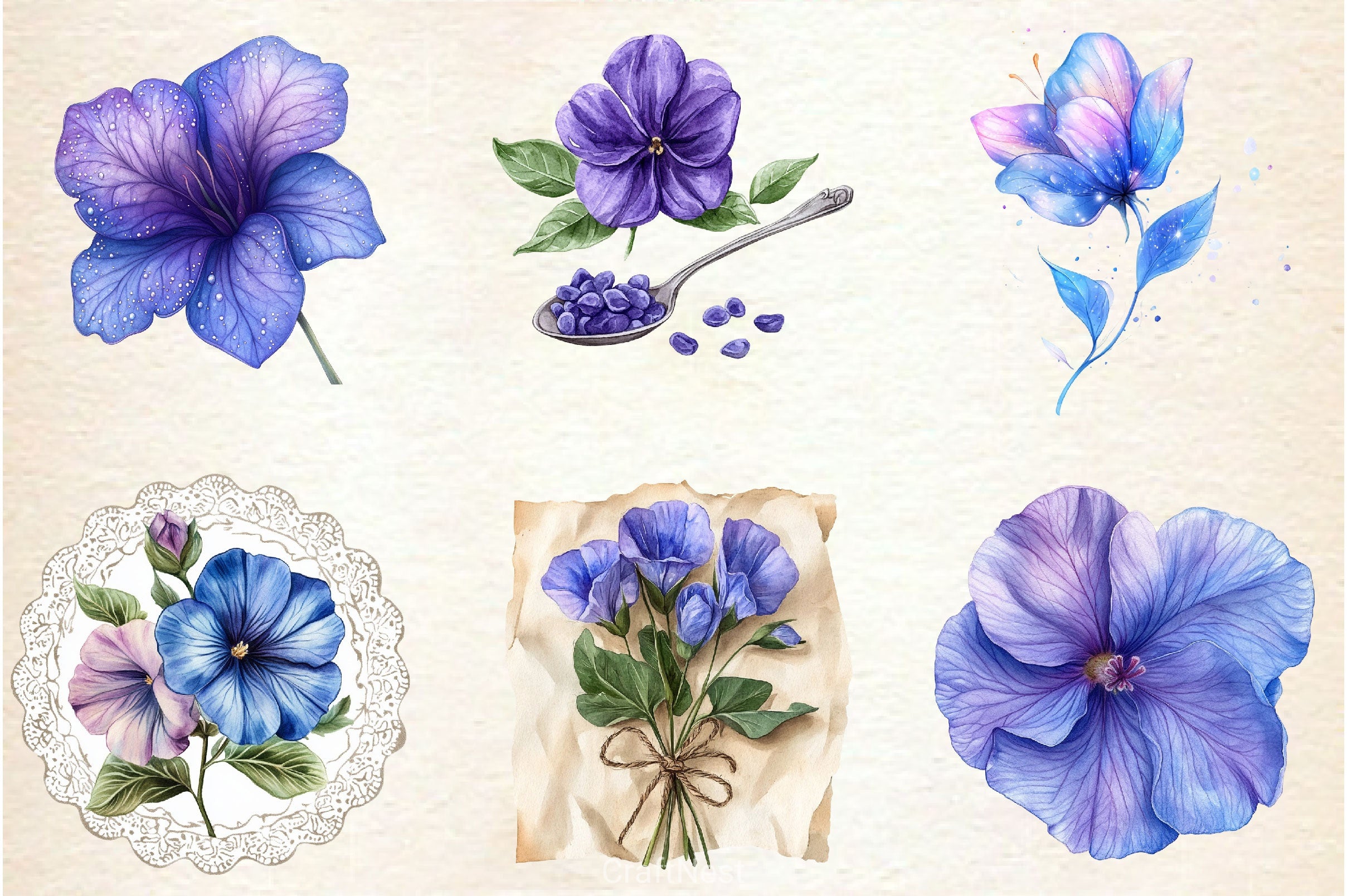 Butterfly Pea Flower Clipart Bundle - CraftNest - Digital Crafting and Art