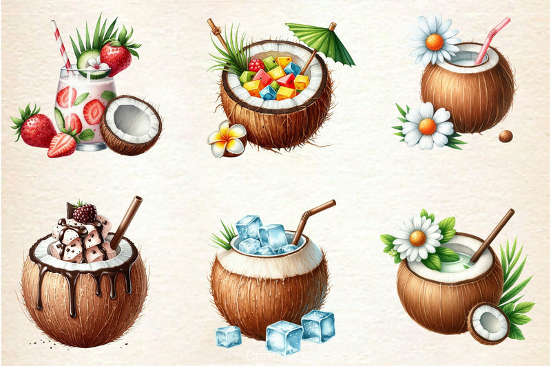 Coconut Drink Clipart Bundle - CraftNest - Digital Crafting and Art