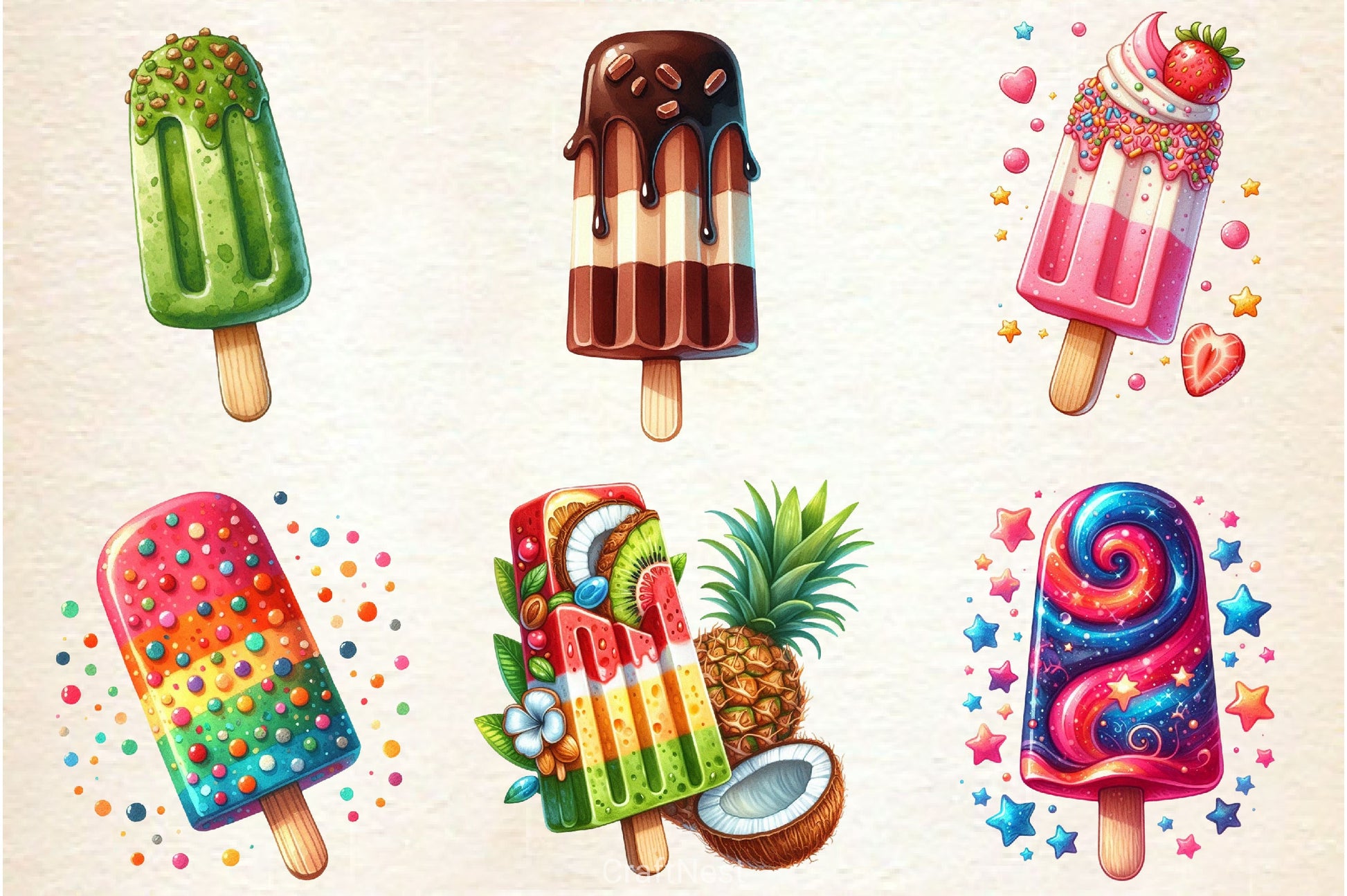 Popsicle Ice Cream For Summer Clipart Bundle - CraftNest - Digital Crafting and Art