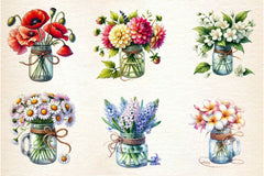 Spring Mason Jars Clipart Bundle 2 - CraftNest - Digital Crafting and Art