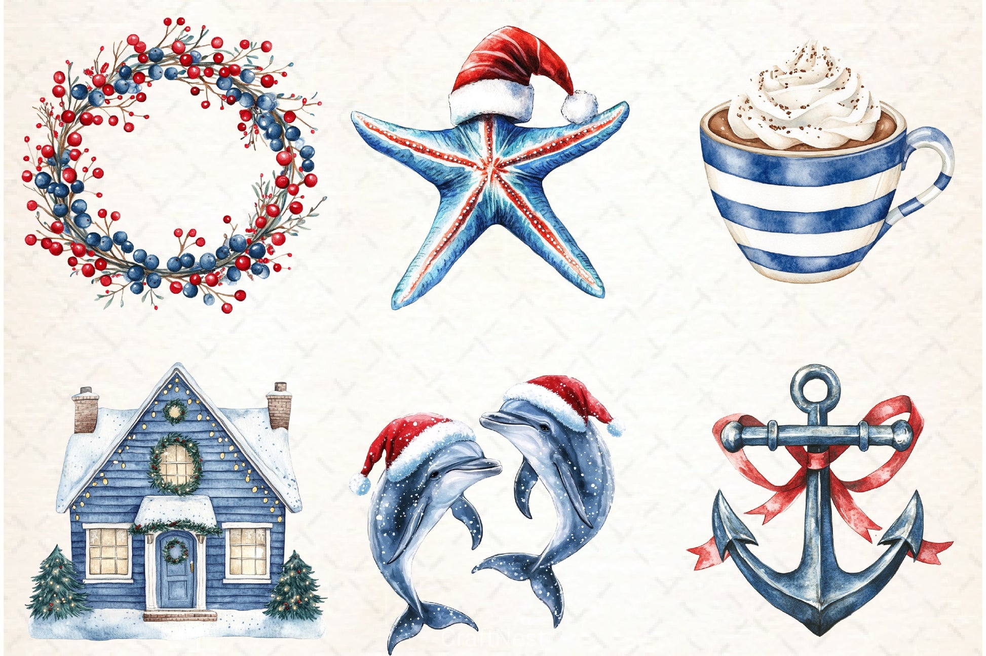 Merry Maritime Christmas Clipart Bundle - CraftNest - Digital Crafting and Art