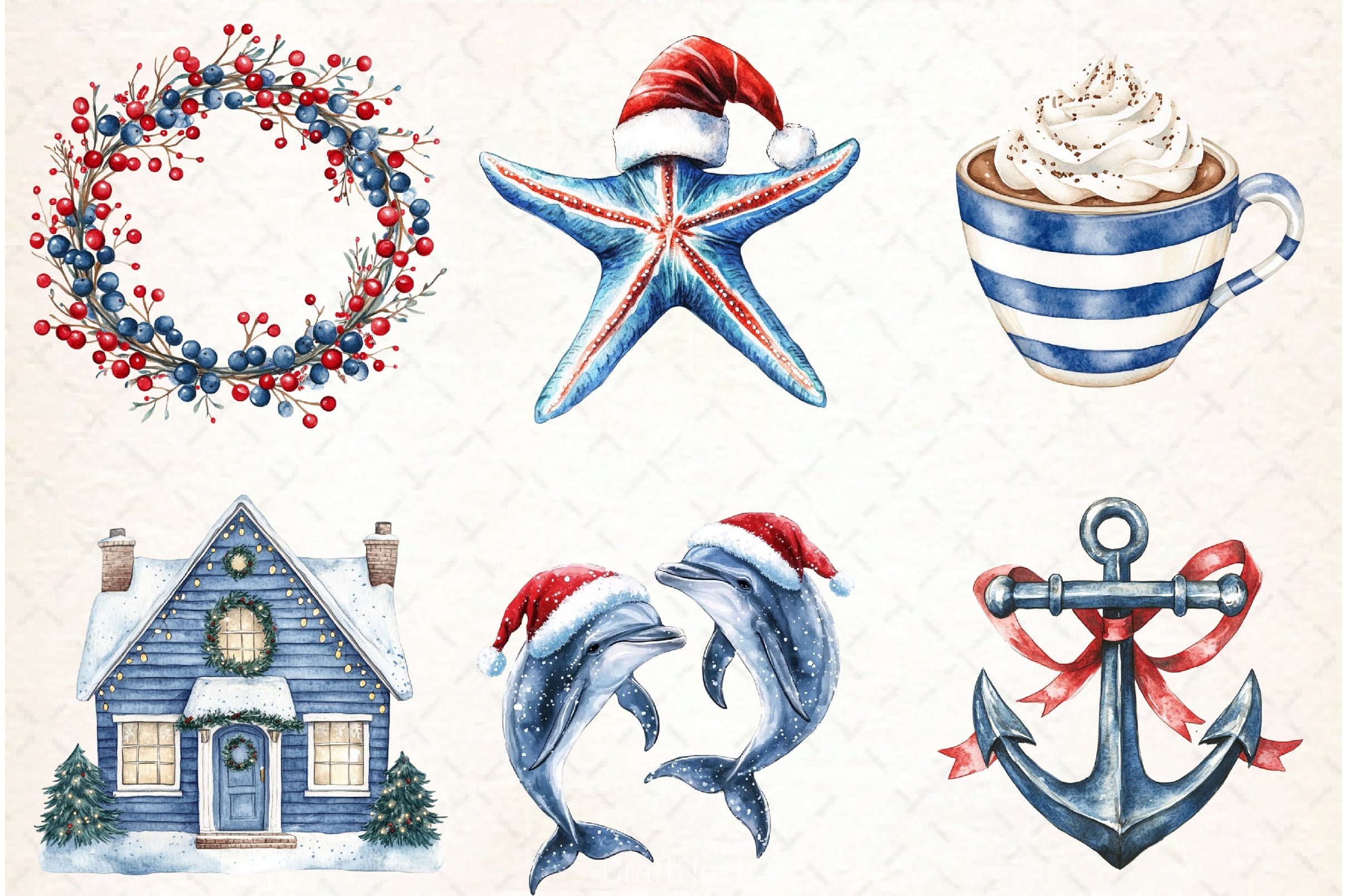 Merry Maritime Christmas Clipart Bundle - CraftNest - Digital Crafting and Art