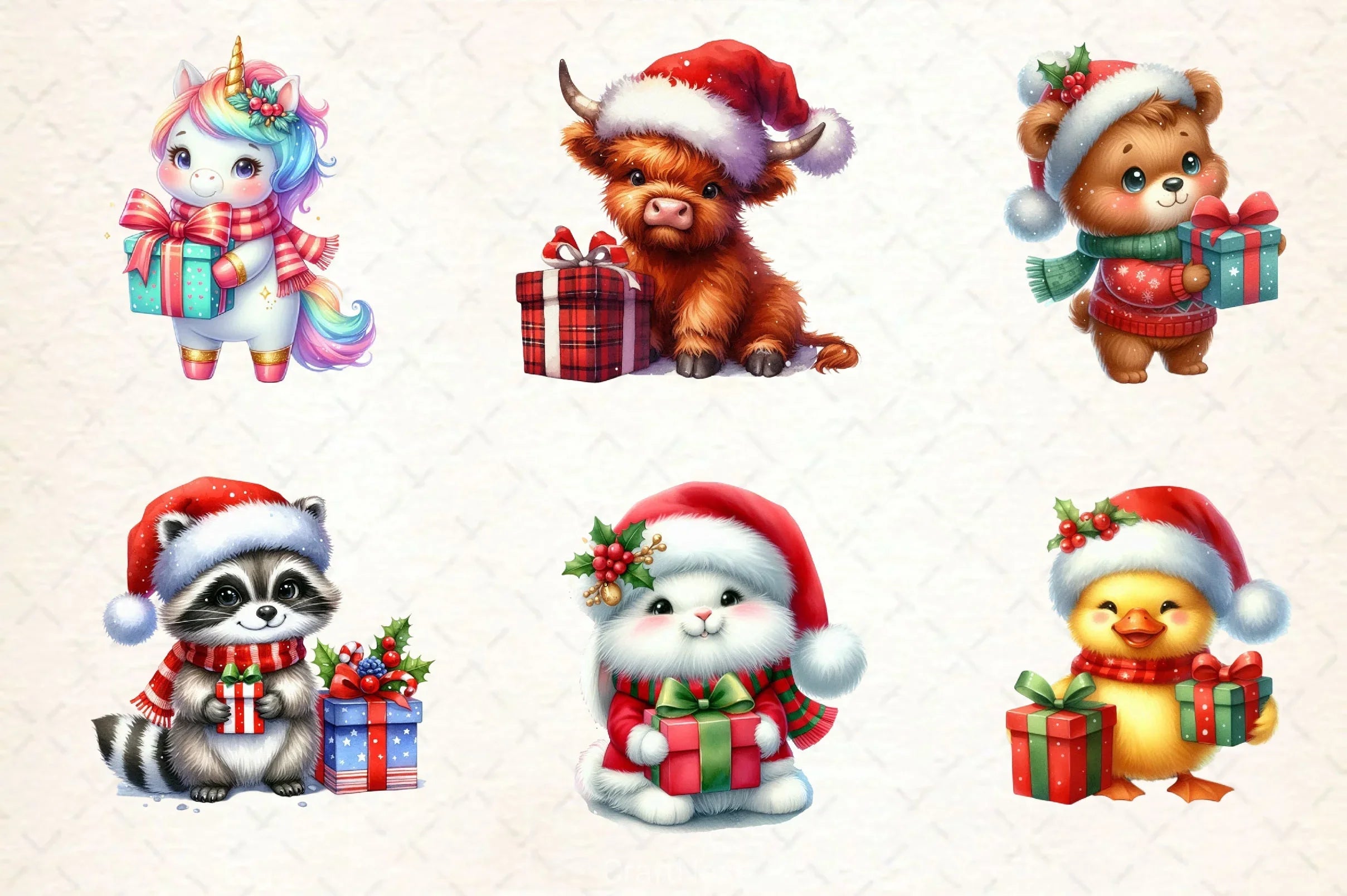 Cute Animals With Christmas Gifts Clipart Bundle - CraftNest - Digital Crafting and Art