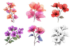Bougainvillea Flower Clipart Bundle 2 - CraftNest - Digital Crafting and Art