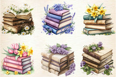 Spring Flower Book Stack Clipart Bundle 8 - CraftNest - Digital Crafting and Art