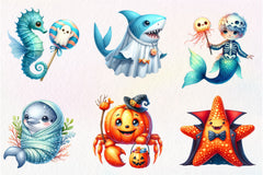 Cute Halloween Undersea Clipart Bundle - CraftNest - Digital Crafting and Art