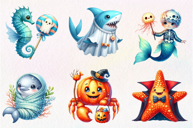 Cute Halloween Undersea Clipart Bundle - CraftNest - Digital Crafting and Art