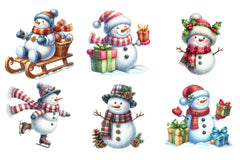 Snowman Winter Christmas Cute Clipart Bundle - CraftNest - Digital Crafting and Art