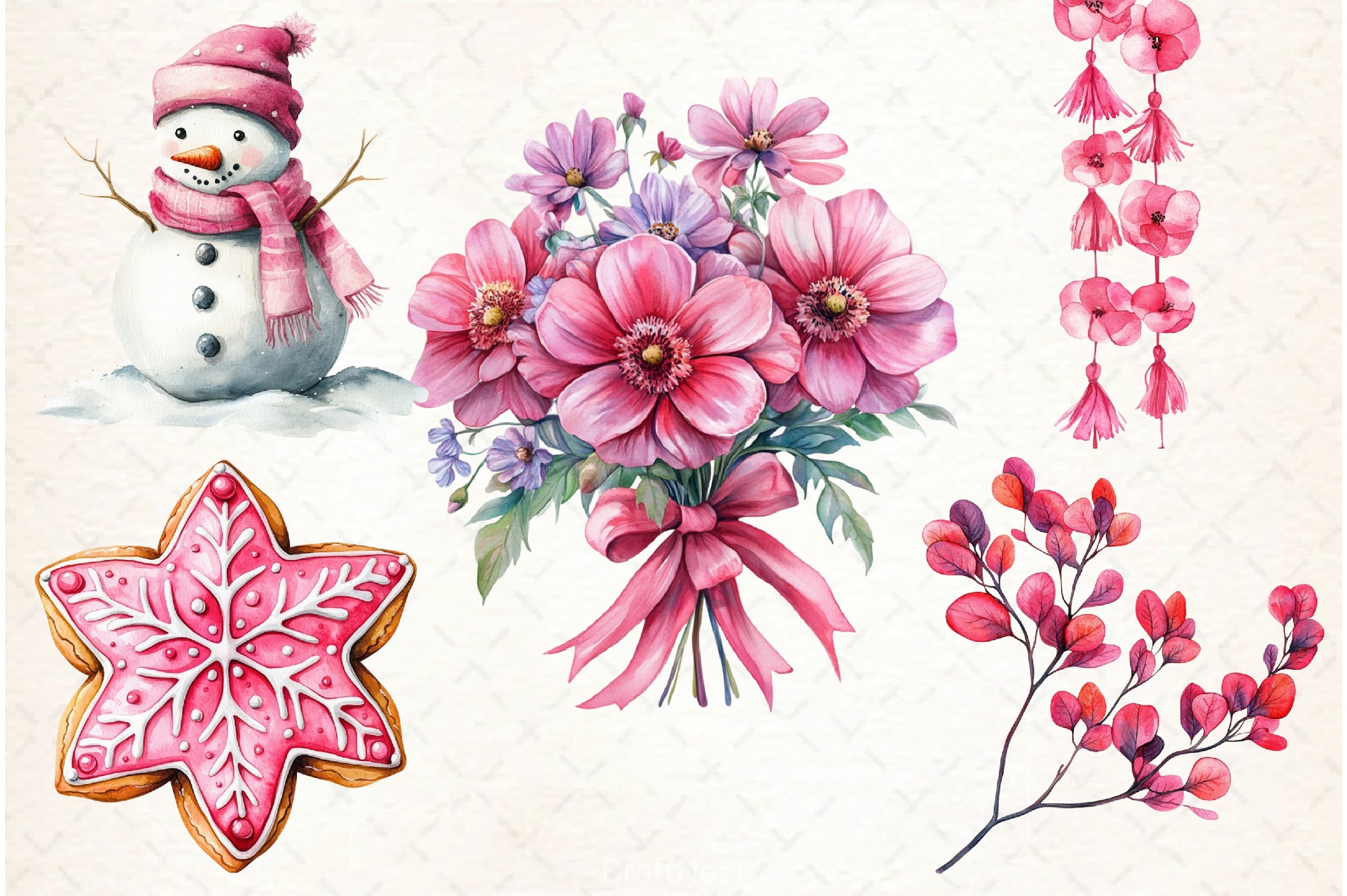 Rose Gold Christmas Clipart Bundle - CraftNest - Digital Crafting and Art