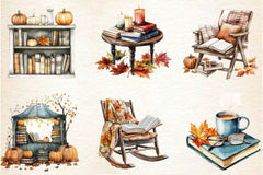 Fall Reading Nook Clipart Bundle 2 - CraftNest - Digital Crafting and Art