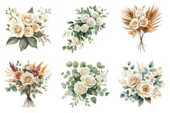 White Boho Wedding Floral Clipart Bundle - CraftNest - Digital Crafting and Art
