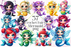 Crochet Fairy Mermaid Clipart Bundle - CraftNest - Digital Crafting and Art