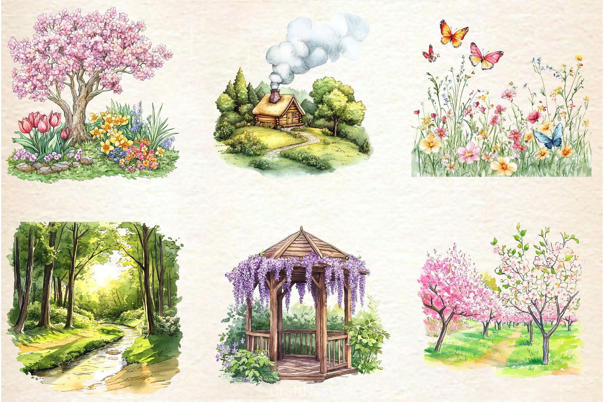 Spring Scenery Clipart Bundle - CraftNest - Digital Crafting and Art