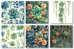 Succulents Botanical Patterns Clipart Bundle - CraftNest - Digital Crafting and Art