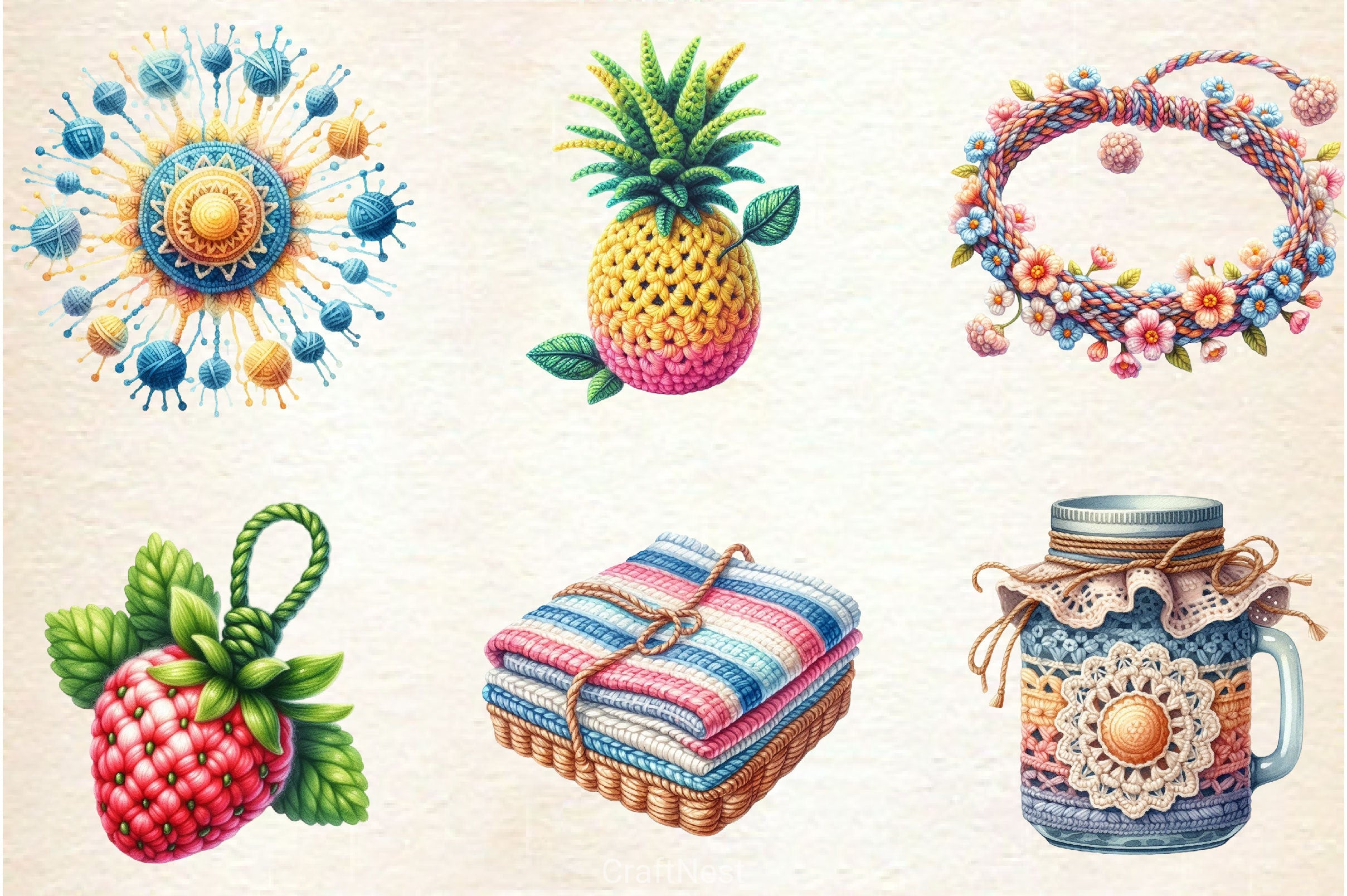Crochet Summer Clipart Bundle 7 - CraftNest - Digital Crafting and Art