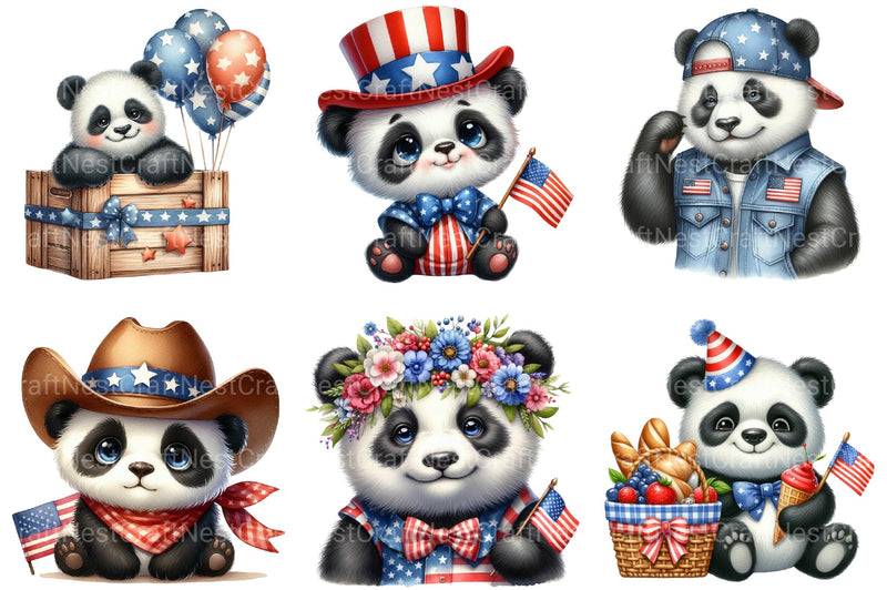 4th of July Panda Sublimation Clipart - CraftNest - Digital Crafting and Art