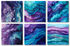 Teal Purple Alcohol Ink Backgrounds Clipart Bundle - CraftNest - Digital Crafting and Art