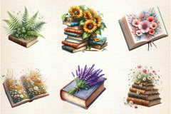 Old Books With Flowers Clipart Bundle 2 - CraftNest - Digital Crafting and Art