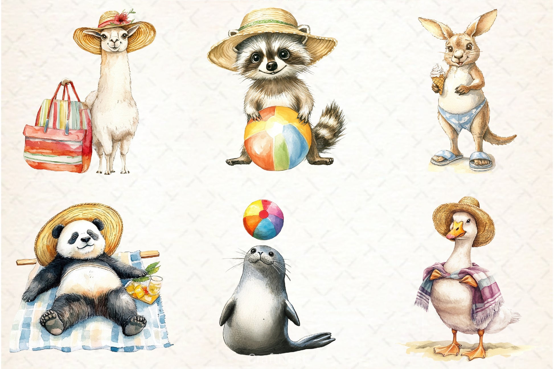 Funny Summer Animals Clipart Bundle - CraftNest - Digital Crafting and Art