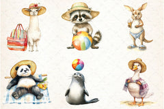 Funny Summer Animals Clipart Bundle - CraftNest - Digital Crafting and Art