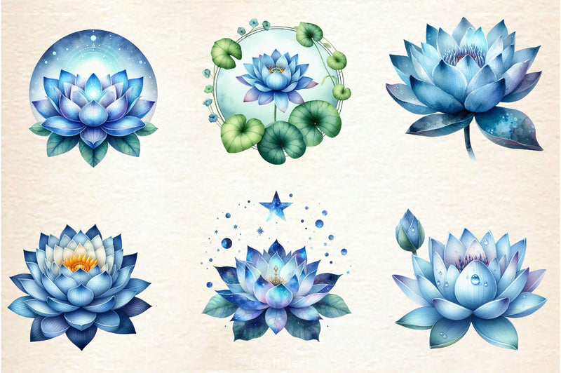 Blue Lotus Clipart Bundle - CraftNest - Digital Crafting and Art