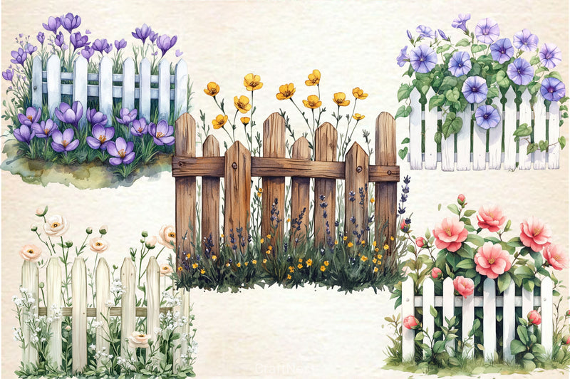Spring Flower Fence Clipart Bundle 2 - CraftNest - Digital Crafting and Art