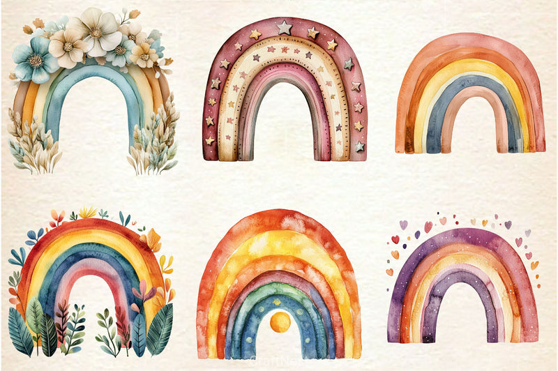 Boho Rainbow Clipart Bundle 2 - CraftNest - Digital Crafting and Art