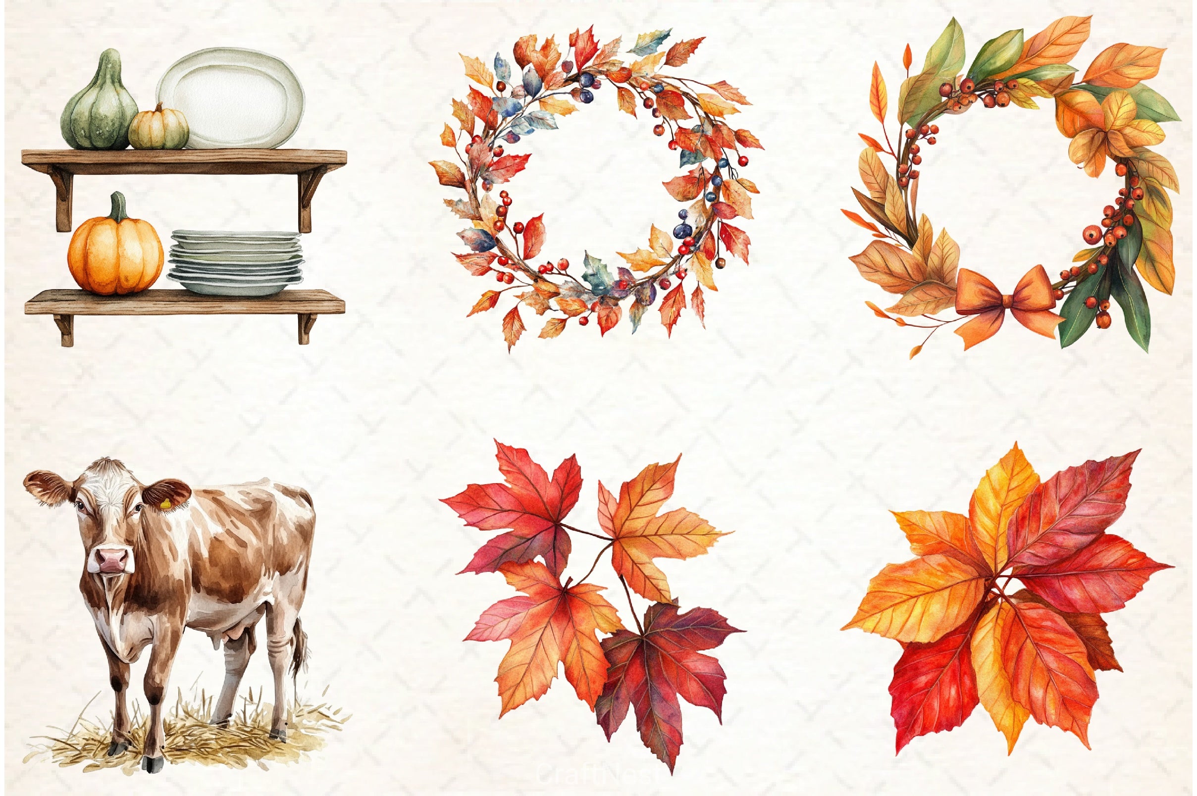 Cozy Fall Farmhouse Clipart Bundle - CraftNest - Digital Crafting and Art