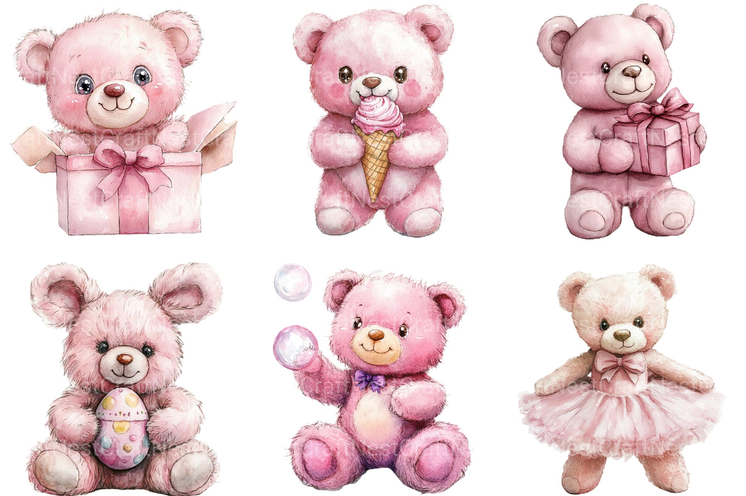 Pink Cute Blush Teddy Bear Clipart - CraftNest - Digital Crafting and Art