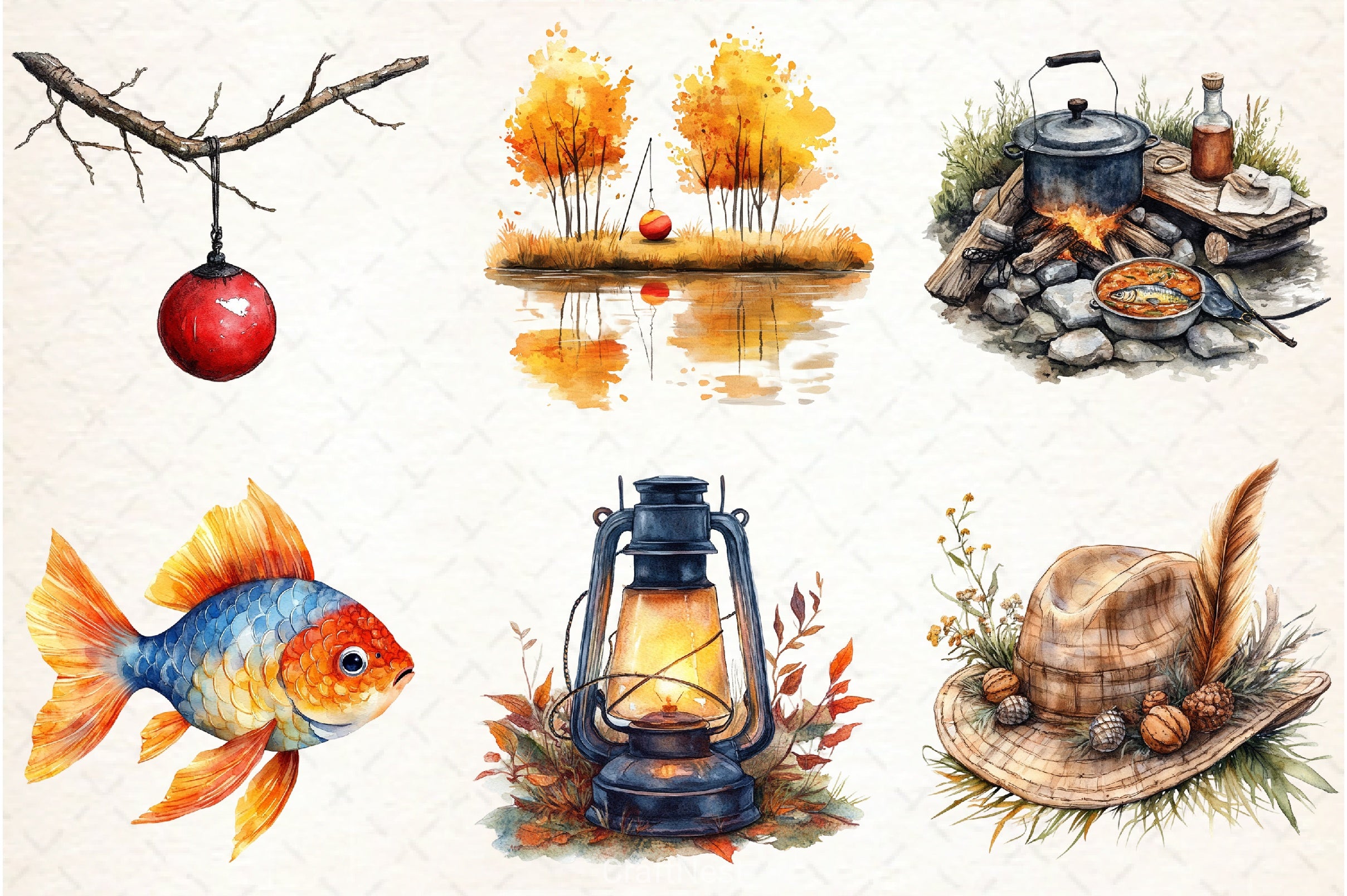 Fall Fishing Clipart Bundle - CraftNest - Digital Crafting and Art