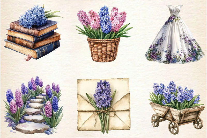 Spring Hyacinth Flower Clipart Bundle - CraftNest - Digital Crafting and Art