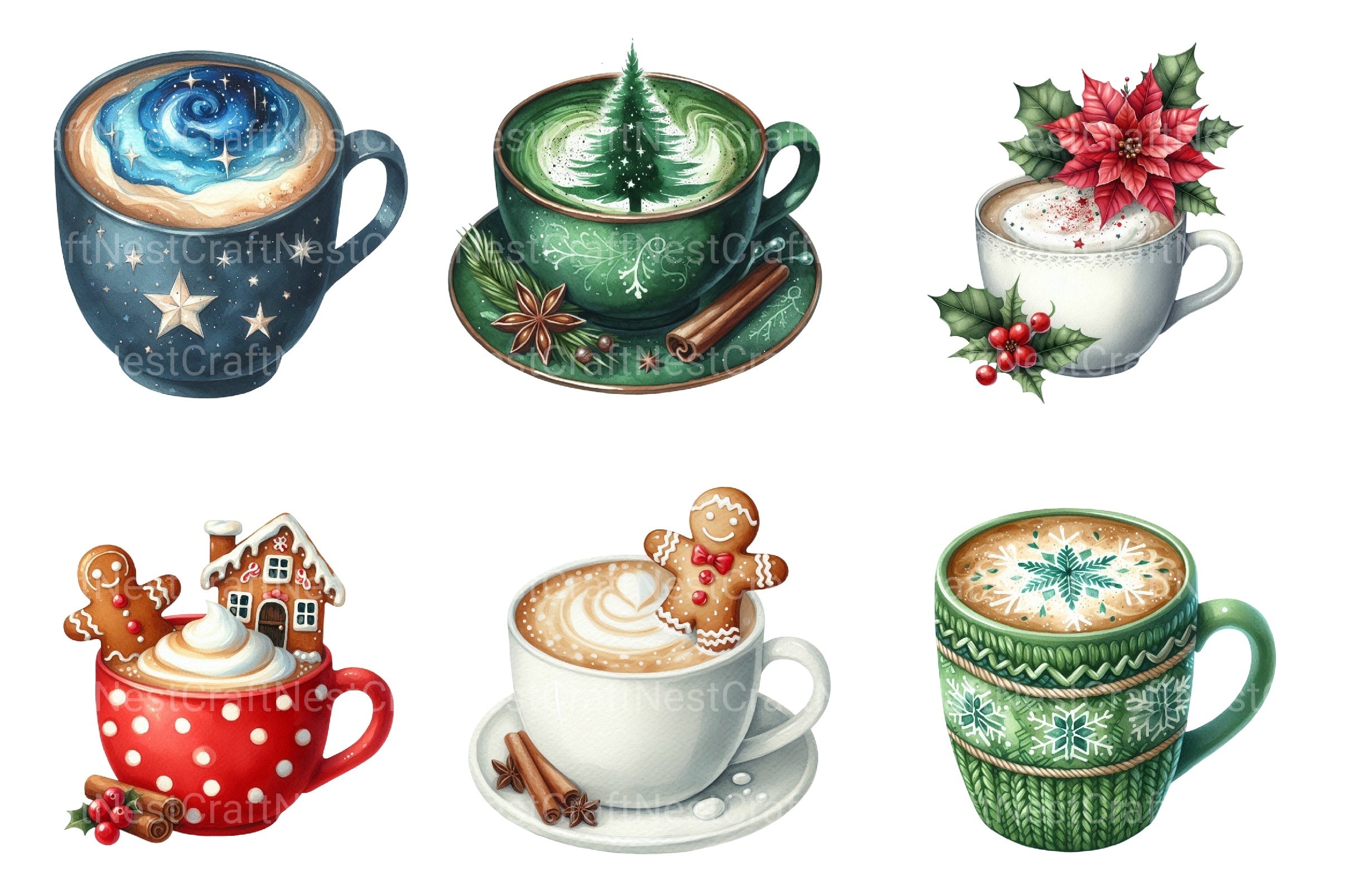 Festive Latte Christmas Coffee Clipart Bundle - CraftNest - Digital Crafting and Art